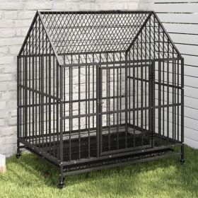 Dog Cage Black Galvanized steel Large Dog Cage Rectangular
