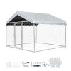 Outdoor Dog Kennel, 6.56 x 6.56 x 5.25 ft Large Dog Kennel with Secure Lock, Outside Dogs Enclosures with UV-Resistant & Waterproof Roof Cover