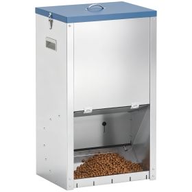 50lbs Automatic Dog Feeder, Galvanized Gravity Pet Feeder with Lockable Clear Door, Indoor and Outdoor Use
