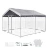 Outdoor Dog Kennel, 9.84 x 9.84 x 7.05 ft Large Dog Kennel with Secure Lock, Outside Dogs Enclosures with UV-Resistant & Waterproof Roof Cover