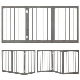63" x 30" Gray Wooden Pet Fence