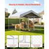 Outdoor Dog Kennel, 6.56 x 6.56 x 5.25 ft Large Dog Kennel with Secure Lock, Outside Dogs Enclosures with UV-Resistant & Waterproof Roof Cover