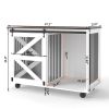 47.2" Mobile Dog Crate with Flip-Top Feeding Door, Dual-Access & 5 Caster System (2 Locking), Side Hooks - Multi-Functional Pet Kennel