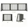 Adjustable Expandable Wooden Pet Gate 22 Inch Tall Freestanding Safety Fence, Gray Pine Wood Slide Dog Gate Easy Assembly for Home & Office Entryways