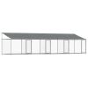 Dog Cage with Roof and Doors Gray 26.2'x6.6'x6.6'Galvanized Steel