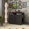 Litter Box Enclosure, Cat Litter Box Furniture with Hidden Plug, 2 Doors,Indoor Cat Washroom Storage Bench Side Table Cat House