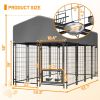 Dog Kennel Outdoor with Roof, 4.23'x7.81'x4.83' Welded Wire Enclosure, Heavy Duty Dog Crate with UV-Resistant Waterproof Cover