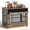 42" Large Dog Crate Furniture, Double Door Wooden Indoor Dog Kennel Furniture
