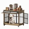 38" Dog Crate Furniture, Double Door Wooden Indoor Dog Kennel Furniture, Size L