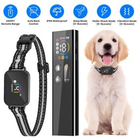 2-in-1 Dog Shock and Bark Collar Dog Training Collar with Remote 1/2/3 Collars(Options) Rechargeable IP68 Waterproof with 3 Channels for Medium and Sm (Type: With 1 Collar)