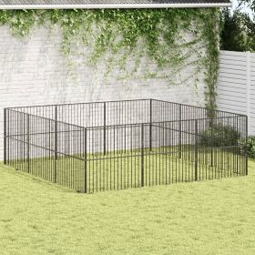 Dog Playpen Black Galvanized Steel Large Heavy Duty Dog Playpen (Color: Black)