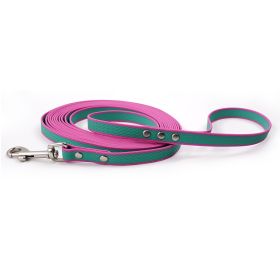 Durable material New style two-color training rope Tangle-free Soft on pet 4.92FT Obedience training Daily walk training Park training  Evening/early (Color: green-purple, size: 10M)